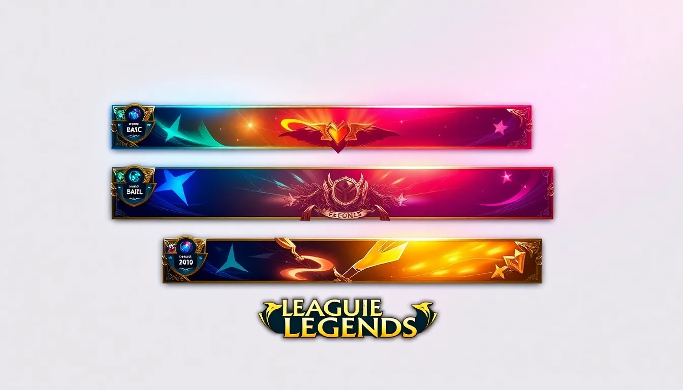 colorful League of Legends borders displayed in a modern layout.