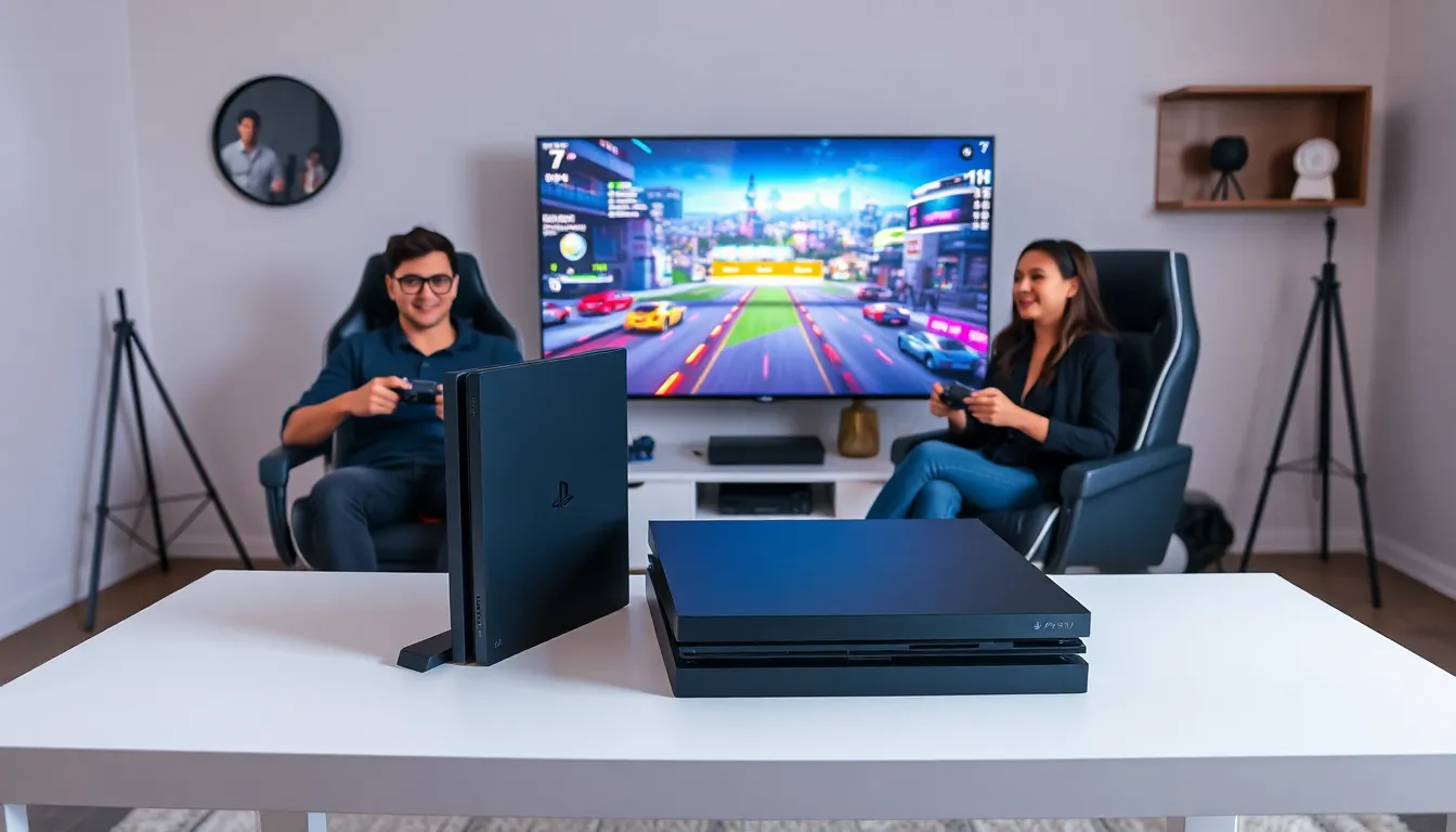 gaming setup showcasing the Sony PlayStation 4 Pro with diverse gamers.
